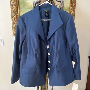 NWT Sutton Studio Vintage Festive Blue Silk Wool Blazer Sz 24W